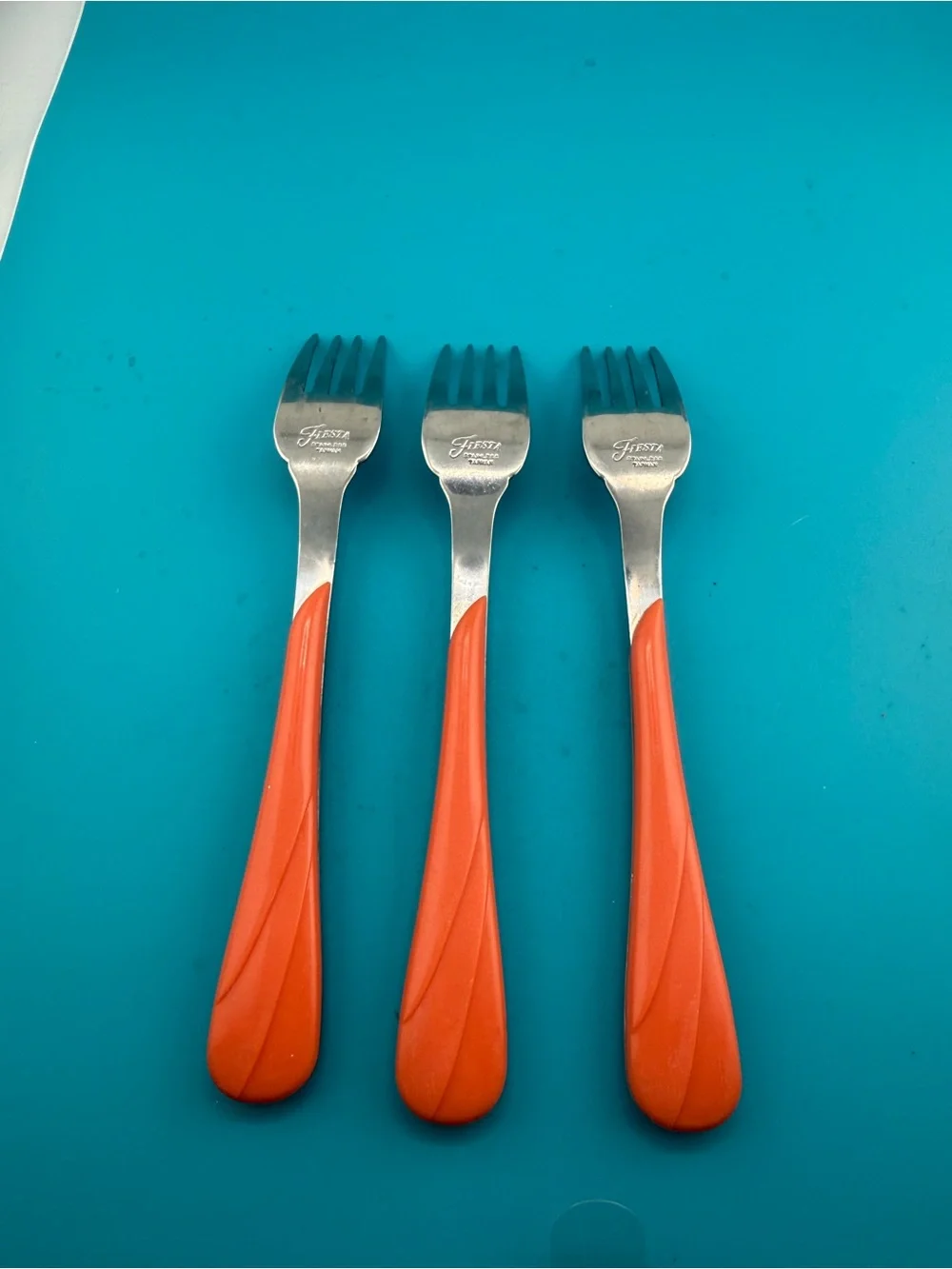 Vintage Fiesta Coral Orange Forks Set of 3 Taiwan